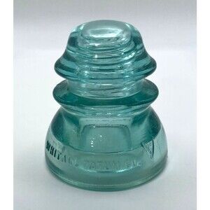Whitall Tatum Co No. 1 Aqua Glass Telegraph Telephone Insulator #13 CD 113 USA